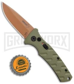 Boker Mini Strike Automatic Knife Black - Drop Point Copper Plain -Elite Knives Shop Boker Mini Strike Auto OD Green Copper 01BO438NSOI BHQ 99631 jr bottlecap large