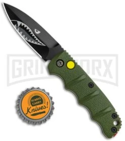 Boker Mini Kalashnikov Warhawk Automatic Knife Green - D2 Black Plain -Elite Knives Shop Boker Mini Warhawk Kalashnikov Auto Dagger Green Black BHQ 113923 jr bottlecap large