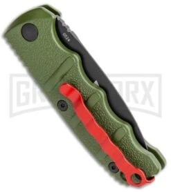 Boker Mini Kalashnikov Warhawk Automatic Knife Green - D2 Black Plain -Elite Knives Shop Boker Mini Warhawk Kalashnikov Auto Dagger Green Black BHQ 113923 jr side large