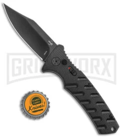 Boker Plus Strike Black Automatic Knife - Black Plain -Elite Knives Shop Boker Plus Strike Bowie Auto Black Black BHQ 125300 jr bottlecap large