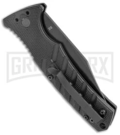 Boker Plus Strike Black Automatic Knife - Black Plain -Elite Knives Shop Boker Plus Strike Bowie Auto Black Black BHQ 125300 jr side large