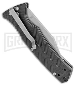 Boker Plus Strike Automatic Knife - Bowie Stonewash Plain -Elite Knives Shop Boker Plus Strike Bowie Auto Black SW 01BO429NSOI BHQ 97034 jr side large