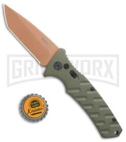 Boker Plus Strike Desert Warrior OD Green Automatic Knife - Tanto Copper Plain -Elite Knives Shop Boker Plus Strike Tanto Desert Warrior OD Green copper BHQ 68520 jr bottlecap large