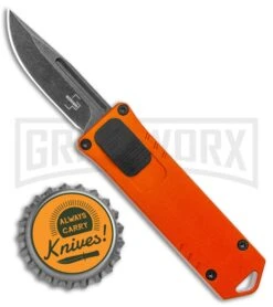 Boker Plus USB OTF Black Automatic Knife Aluminum - Orange SW Plain -Elite Knives Shop Boker Plus USB OTF Auto Orange Aluminum Black SW BHQ 125997 jr bottlecap large