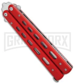 Boker Plus 01BO712 Red G-10 Balisong Trainer Butterfly Trainer - Satin -Elite Knives Shop Boker Plus balisong trainer red G10 satin BHQ 76461 er spine large