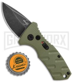 Boker Stubby Strike OD Green Automatic Knife - Black Stonewash -Elite Knives Shop Boker Stubby Strike CA Legal Auto OD Green Smokewash 01BO442NSOI BHQ 99648 jr bottlecap large