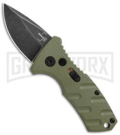 Boker Stubby Strike OD Green Automatic Knife - Black Stonewash