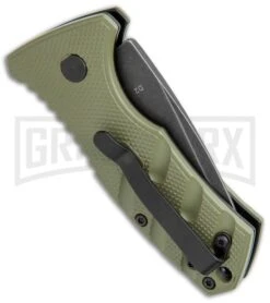 Boker Stubby Strike OD Green Automatic Knife - Black Stonewash -Elite Knives Shop Boker Stubby Strike CA Legal Auto OD Green Smokewash 01BO442NSOI BHQ 99648 jr side large