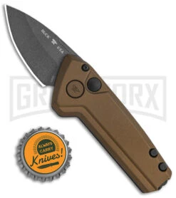 Buck Knives Buck Deploy Bronze Mini Automatic Knife - Gray Plain -Elite Knives Shop Buck Deploy Mini Auto Burnt Bronze Gray 0839BRS1 BHQ 146022 jr bottlecap large