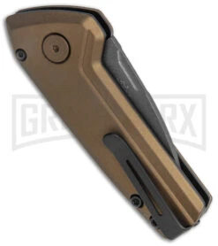 Buck Knives Buck Deploy Bronze Mini Automatic Knife - Gray Plain -Elite Knives Shop Buck Deploy Mini Auto Burnt Bronze Gray 0839BRS1 BHQ 146022 jr side large