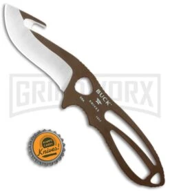 Buck Knives Buck PakLite Large Skinner Guthook Brown Fixed Blade Knife - Satin Recurve -Elite Knives Shop Buck PackLite Large skinner guthook Brown Satin 0141BRG BHQ 106681 jr bottlecap large