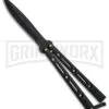 Andux Aerial Black Balisong Butterfly Knife - Black Plain