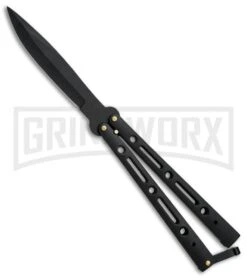 Andux Aerial Black Balisong Butterfly Knife - Black Plain