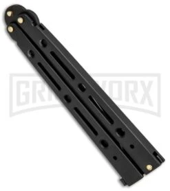 Andux Aerial Black Balisong Butterfly Knife - Black Plain -Elite Knives Shop Butterfly Black Tactical B7 BK BHQ 81119 jr side large
