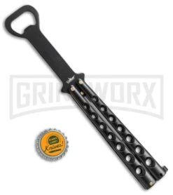 Caliber Gourmet Black Bottle Opener Butterfly Trainer -Elite Knives Shop Caliber Gourmet black bottle opener Butterfly trainer BP 19521 er size large