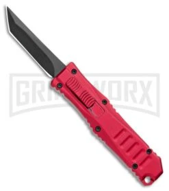 Mini Marvel Red DA/OTF Automatic Knife - Tanto Black Plain