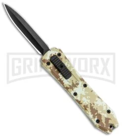 Coffin Blaster Sand Camo DA/OTF Automatic Knife - Black Plain