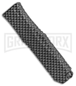 Mini Marvel Sim. Carbon Fiber HL OTF Automatic Knife - Black Tanto Blade -Elite Knives Shop Coffin Blaster Sim CF DA OTF Auto Tanto Black GX 33815 jr side large