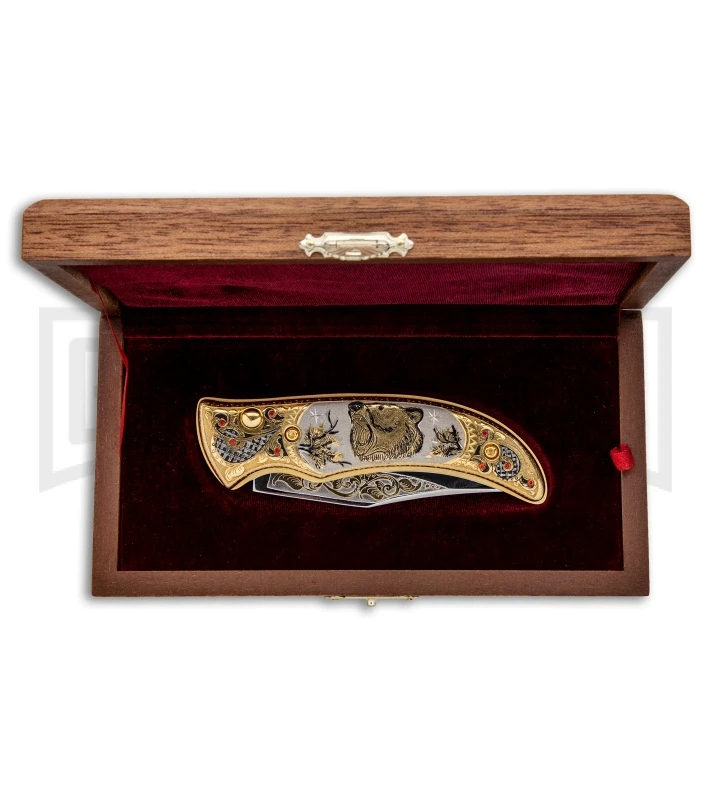 Custom Russian Gold Bear Automatic Knife - Polish Plain 4 Custom Russian Gold Bear Automatic Knife - Polish Plain - Image 4