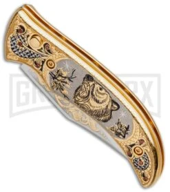 Custom Russian Gold Bear Automatic Knife - Polish Plain 7 Custom Russian Gold Bear Automatic Knife - Polish Plain -Elite Knives Shop Custom Russian Gold Bear Auto Polish RV HC3 BEAR GX 31049 jr spine large