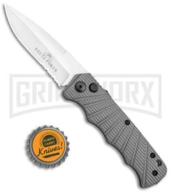 Delta Force Automatic Knife Gray Aluminum - Satin Serrated -Elite Knives Shop Delta Force Auto Gray Aluminum Satin Serr GX 35356 jr bottlecap large
