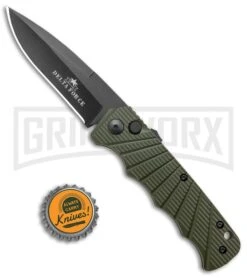 Delta Force Automatic Knife OD Green Aluminum Drop Point - Black Plain -Elite Knives Shop Delta Force Auto Knife Green Aluminum Black GX 38060 jr bottlecap large