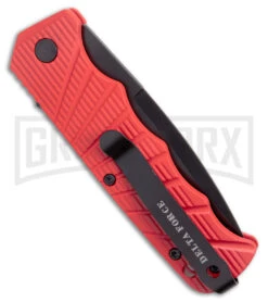 Delta Force Red Aluminum Automatic Knife- Black Serr -Elite Knives Shop Delta Force Automatic Knife Red Aluminum Black Serr GX 41280 KC side large