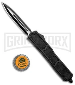 Delta Force D/A Black Tactical OTF Automatic Knife - Black Plain -Elite Knives Shop Delta Force DA Black OTF Black Plain GX 19373 jr bottlecap large
