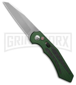 Diablo Automatic Knife Green Aluminum - Satin Plain