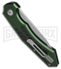 Diablo Automatic Knife Green Aluminum - Satin Plain -Elite Knives Shop Diablo Automatic Knife Green Aluminum Satin 3in Satin BHQ 183582 td side large