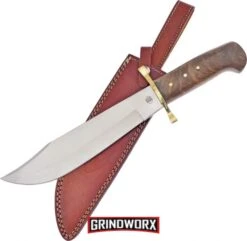 Frost Cutlery Chipaway Big Grizz Bowie Brown Fixed Blade Knife - Satin Plain