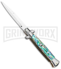 Frank B. 9" Italian Stiletto Abalone Automatic Knife - Bayonet