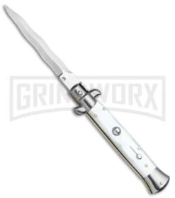 Frank B. 9" Pearlex Automatic Stiletto Knife - Kris Satin Plain