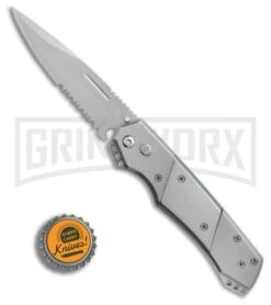 Super Knife Croc Automatic Knife Stainless W/ Polished Inlay - Satin Serr -Elite Knives Shop GA303SL BP 25775 er bottlecap large