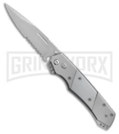 Super Knife Croc Automatic Knife Stainless W/ Polished Inlay - Satin Serr