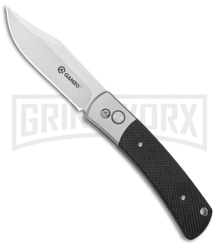 Ganzo Knives G747-2-WD2 Black G-10 Automatic Knife - Clip Point Stonewash 1 Ganzo Knives G747-2-WD2 Black G-10 Automatic Knife - Clip Point Stonewash