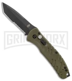 Gerber Propel Downrange OD Green Automatic Knife - Tanto Black Serr
