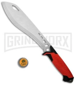Gerber Versafix Pro 14" Red GFN Machete Fixed Blade Knife - Satin Plain -Elite Knives Shop Gerber Versafix Pro 14in Machete Red Satin 31 003469 BHQ 94214 jr bottlecap large