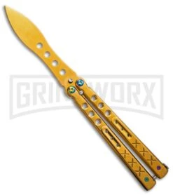 Gold Balisong Trainer Butterfly Knife - Gold Dull