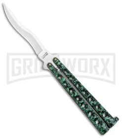 Scoundrel Speckled Green Balisong Butterfly Knife Kriss - Satin Plain