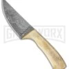 Tallen Belly Skinner Smooth White Fixed Blade Knife - Damascus Plain