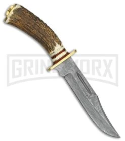 Rite Edge El Dorado Skinner Brown Fixed Blade Knife - Damascus Plain