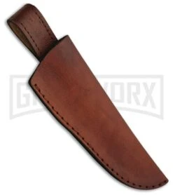 Tallen Jungle Hunter Brown Fixed Blade Knife - Damascus Plain -Elite Knives Shop Grindworx Jungle Hunter damascus BHQ 45261 er sheath large