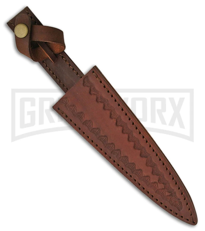 Tallen Sgian Dubh Brown Fixed Blade Knife - Damascus Plain 2 Tallen Sgian Dubh Brown Fixed Blade Knife - Damascus Plain - Image 2