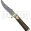Rite Edge Warden Brown Stag Fixed Blade Knife - Damascus Plain