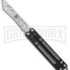Instaknives Black Aluminum Balisong Tanto Trainer/Live Blade - Satin Dull/Plain