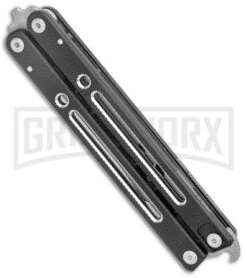 Instaknives Black Aluminum Balisong Tanto Trainer/Live Blade - Satin Dull/Plain -Elite Knives Shop Instaknives Black Balisong Tanto Trainer Blade GX 37598 jr side large