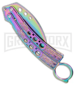 Karambit Tactical Rainbow Butterfly Knife Limited Edition - Spectrum -Elite Knives Shop Karambit Tactical Gold Butterfly Limited Edition Spectrum GX 39599 jr side large