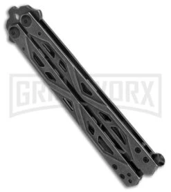 Kershaw Balanza Black Stonewash Steel Butterfly Trainer Knife - Black SW Dull -Elite Knives Shop Kershaw Balanza Knife Black SW BHQ 178512 jr side large