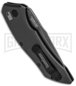 Kershaw Launch 1 Gray Automatic Knife - Blackwash Plain -Elite Knives Shop Kershaw Launch 1 Automatic Gray Aluminum BlackWash 7100GRYBW BHQ 91254 jr side large